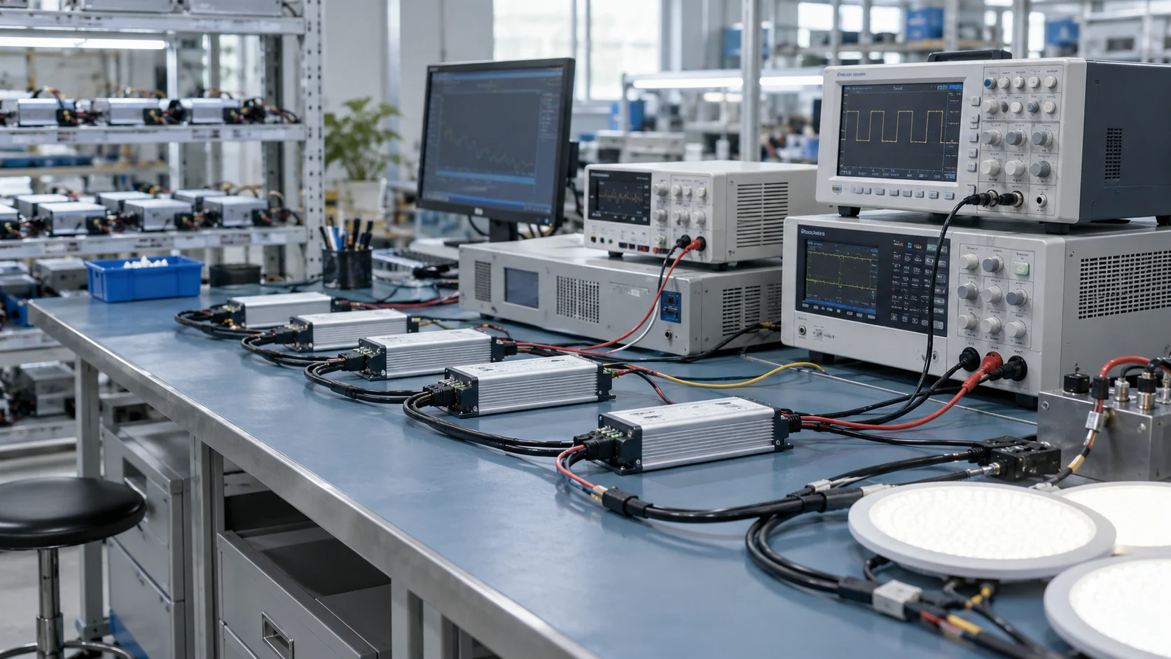 Generated illustration of a LED driver testing equipment
