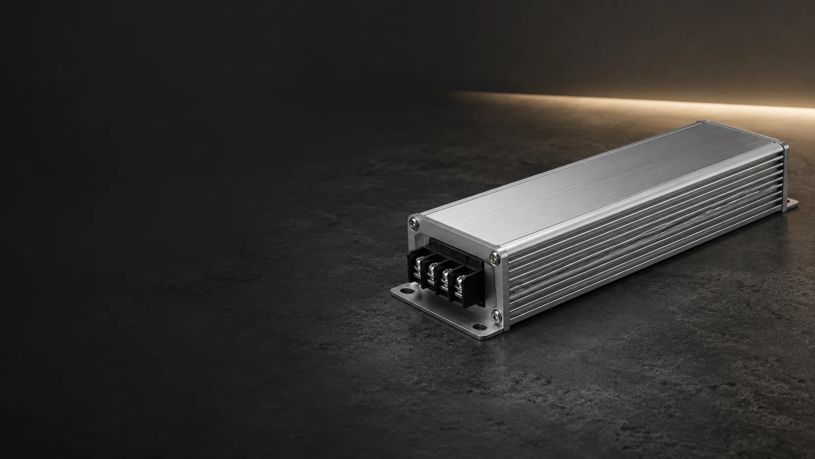 Aluminium LED driver on a graphite surface